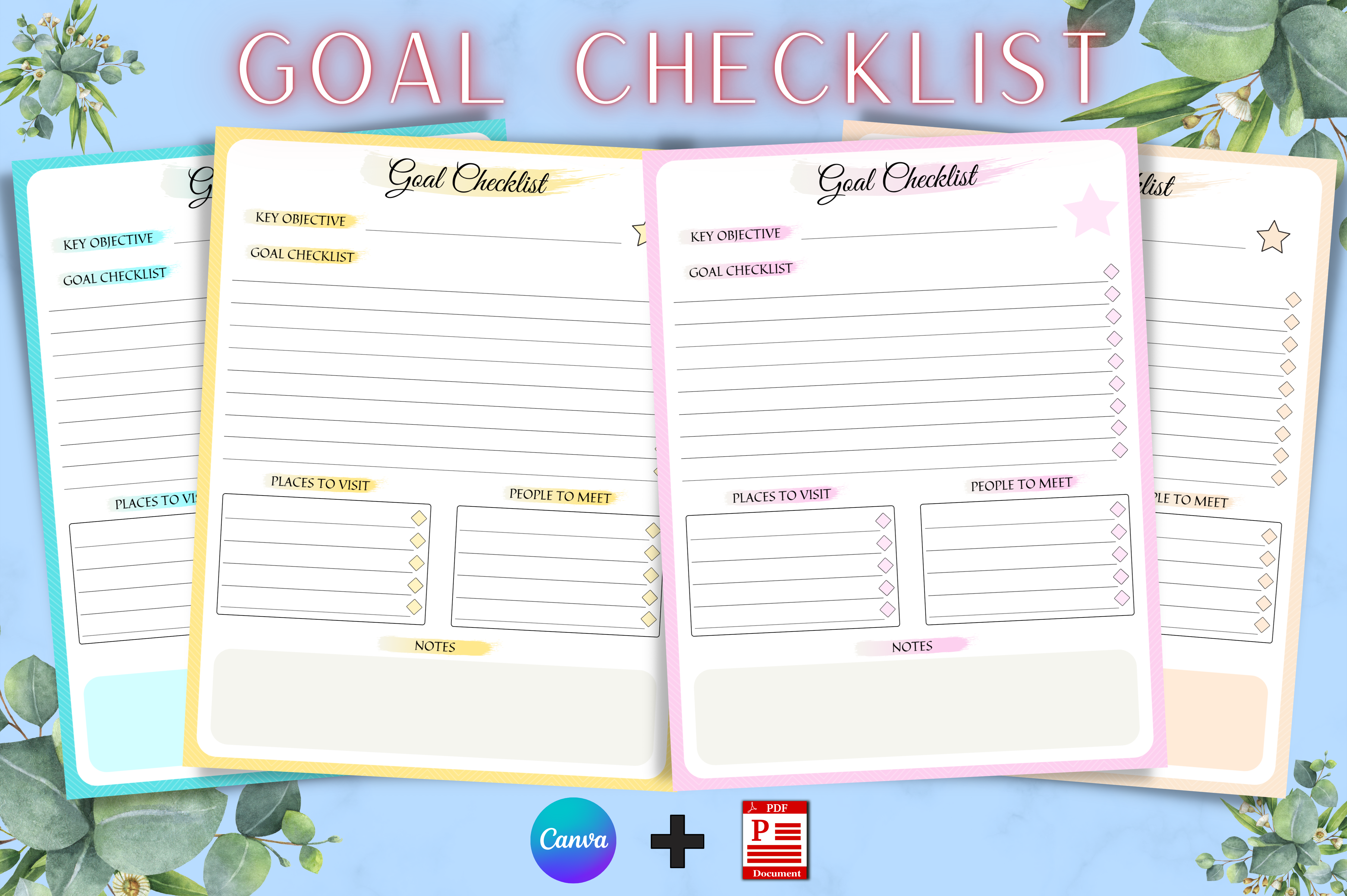 Goals Checklis Goal Checklist Page Canva Template Graphic by Florid Printables ...