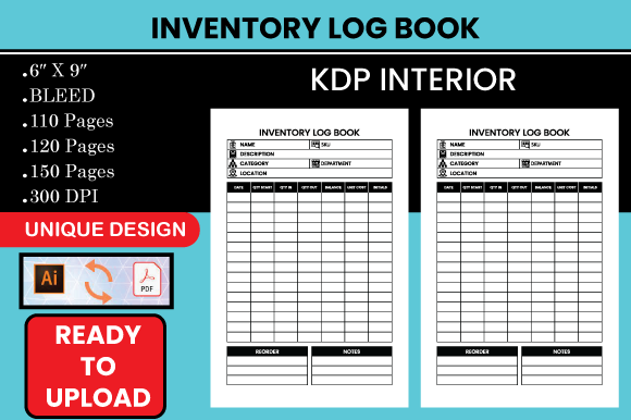 Inventory Log Book Tracker -KDP Interior Graphic KDP Interiors By Hasna Unique Design