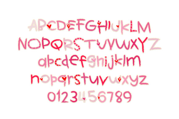 Kid's Love Font PNG with transparent background - Preview 1