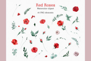 Red Roses Watercolor Clipart Graphic by asya-sh · Creative Fabrica
