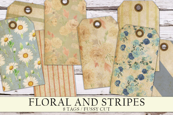 Vintage Floral and Striped Gift Tags