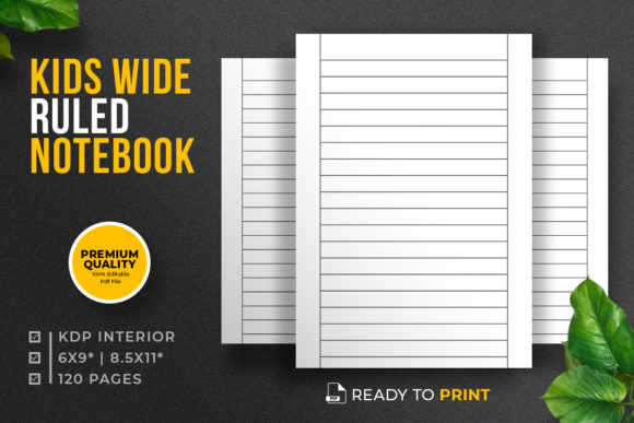 Kids Wide Ruled Notebook Grafica KDP Interni Di Creative Design Studio