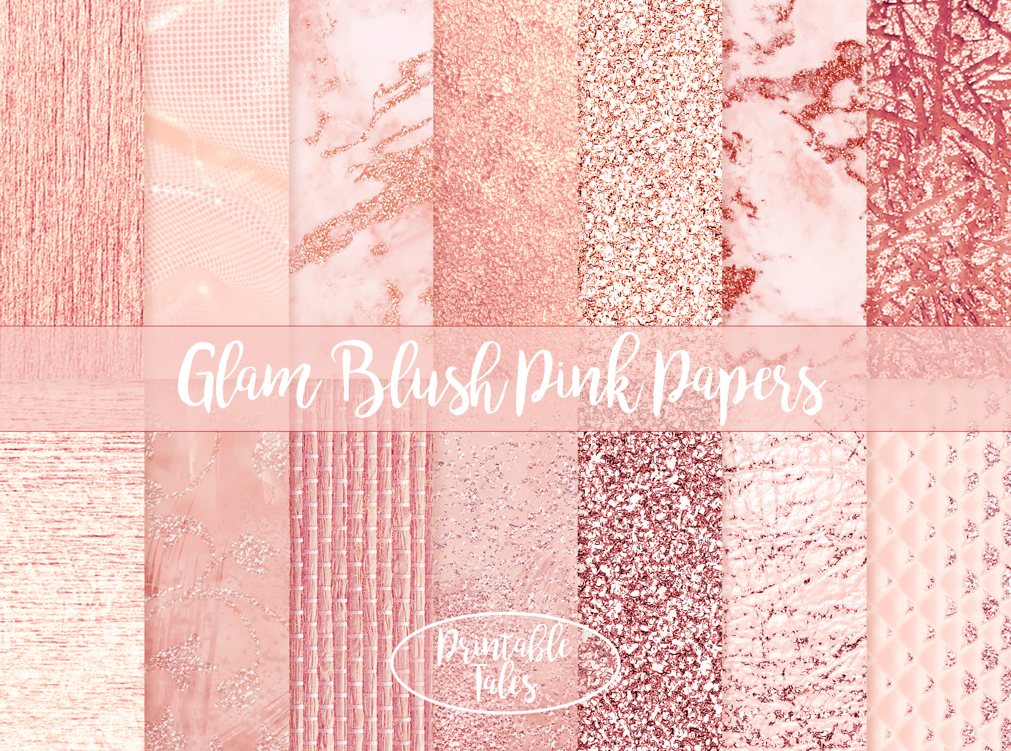 Blush Pink Rose Gold Glam Digital Pack Graphic by printabletales ...