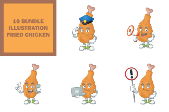 Fried Chicken Bundle Gráfico Ilustrações para Impressão Por KongVector2020
