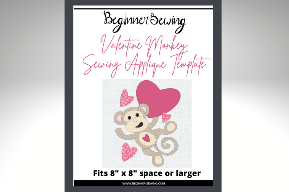 Valentine Monkey Applique Template
