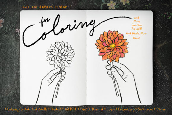 Flowers Lne Art for Digital Coloring