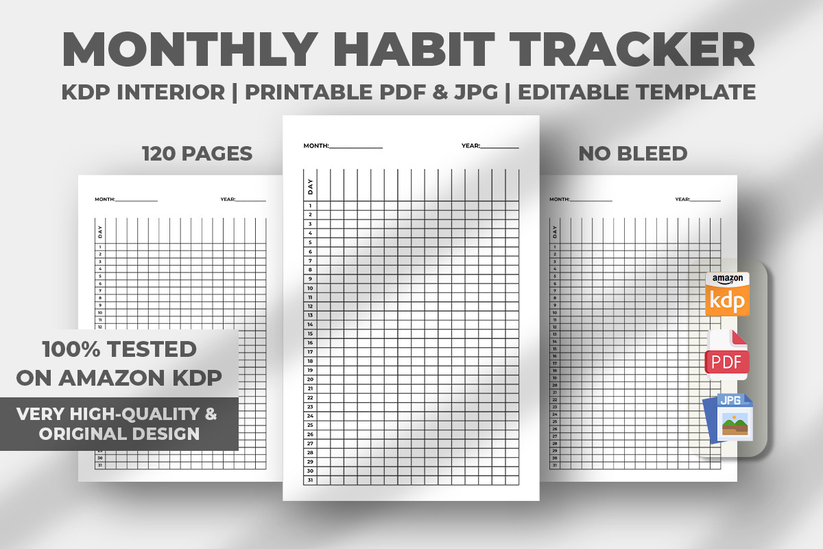 Monthly Habit Tracker KDP Interior Graphic by M9 Design · Creative Fabrica