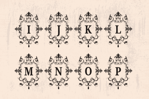 Shabby Chic Flourishes Monograms Font PNG with transparent background - Preview 1