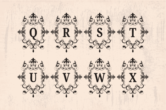 Shabby Chic Flourishes Monograms Font PNG with transparent background - Preview 2