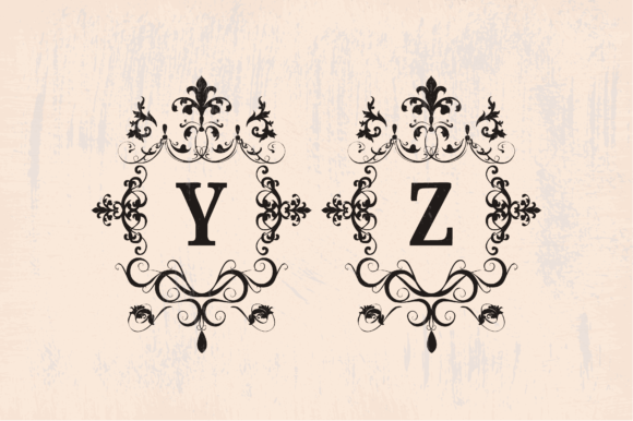 Shabby Chic Flourishes Monograms Font PNG with transparent background - Preview 3