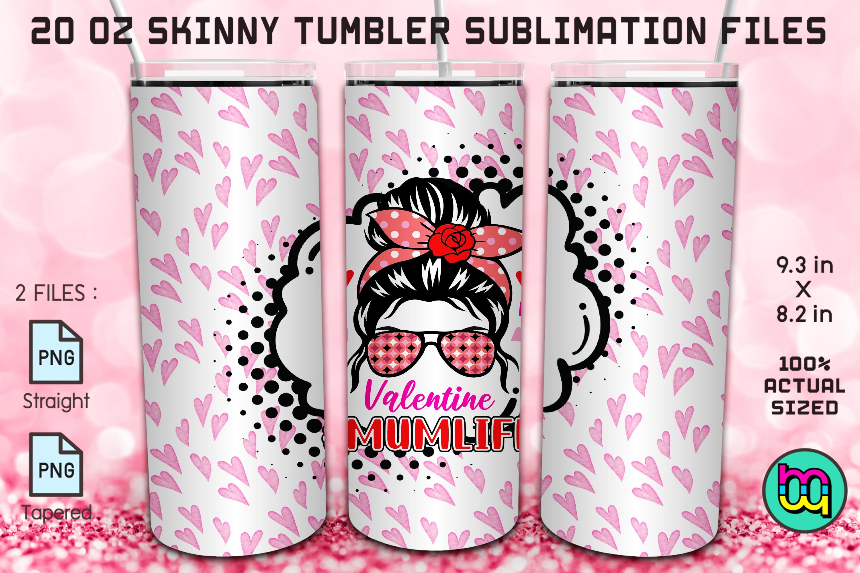 20oz Skinny Tumbler Valentines Messy Bun Graphic by MiracleMaker ...
