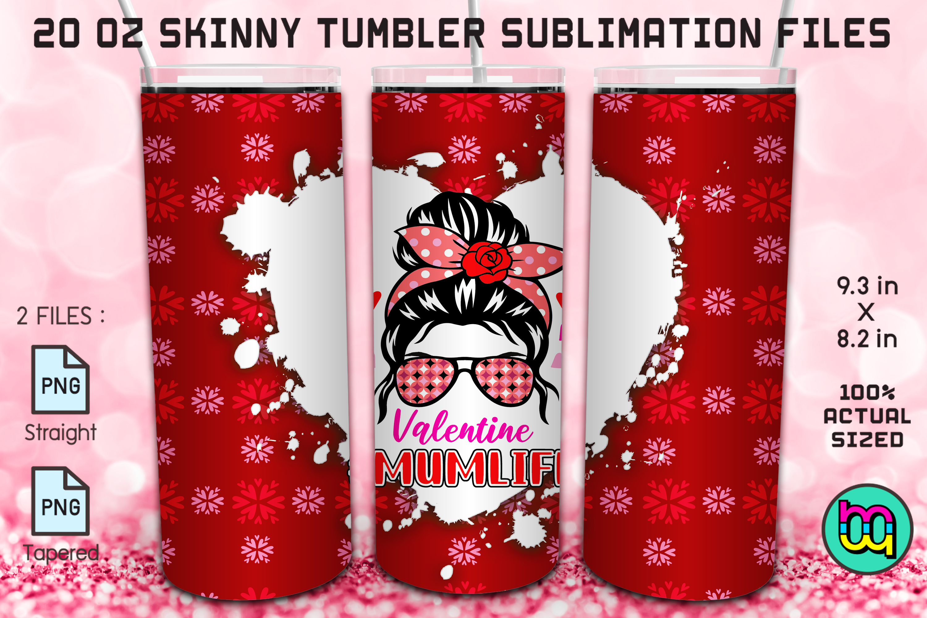 20oz Skinny Tumbler Valentines Messy Bun Graphic by MiracleMaker ...