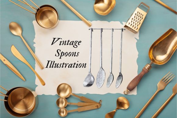 Vintage Tea Spoons, Kitchen Wall Art