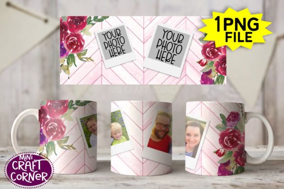 Sublimation Floral Photo Mug Template Graphics