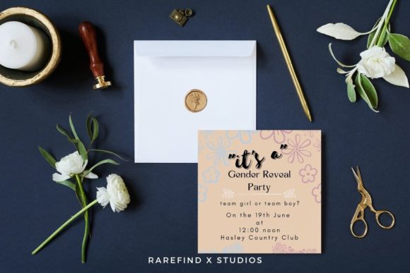 It's a gender reveal invitation card design with room for party details