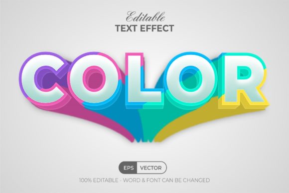 3D Text Effect Style 4 Different Color Graphic by Mockmenot · Creative ...