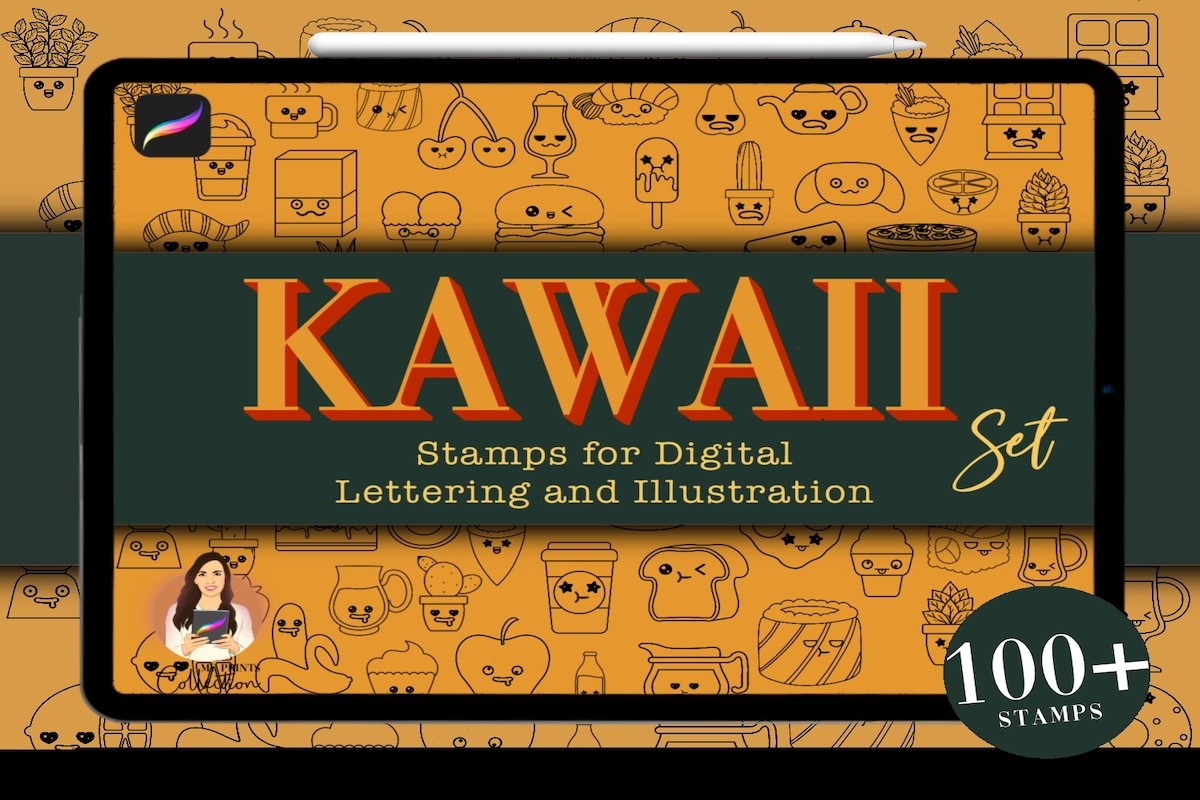 100+ Cute Kawaii Procreate Brush Stamps Graphic by myprintscollection ...