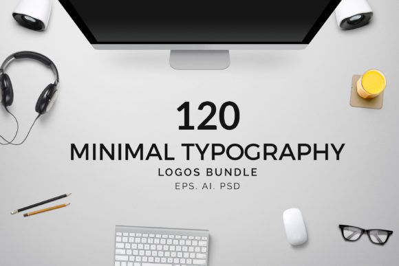 120 Minimal Typography Logos Bundle Gráfico Logotipos Por GraphicsMount