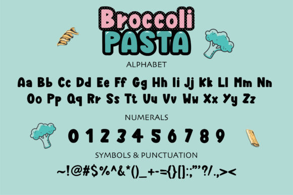 Broccoli Pasta Font - Preview 1