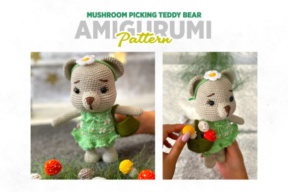 CROCHET PATTERN: Mushroom Picking Bear