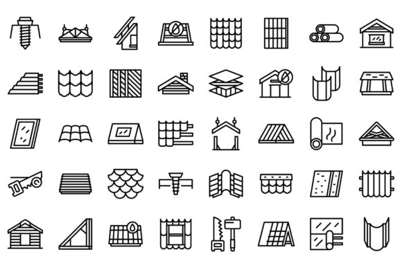 Install the Roof Icons Set Outline Grafik Symbole Von ylivdesign