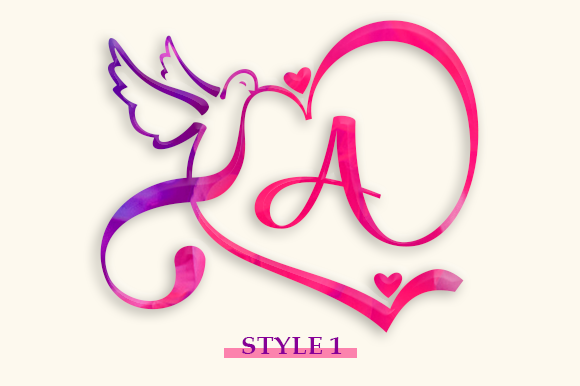 Lovebird Monogram Font PNG with transparent background - Preview 4