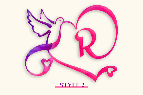 Lovebird Monogram Font PNG with transparent background - Preview 5
