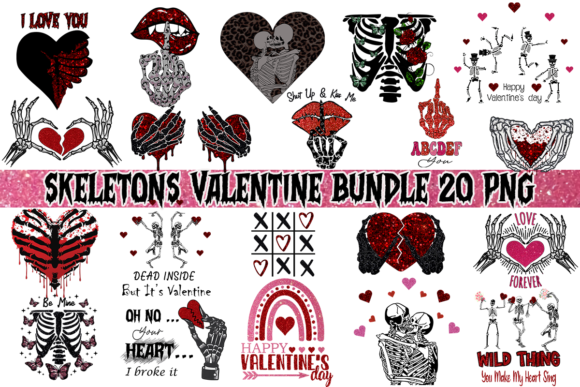 Preview of Skeletons Valentine Sublimation Bundle Valentine sublimation design