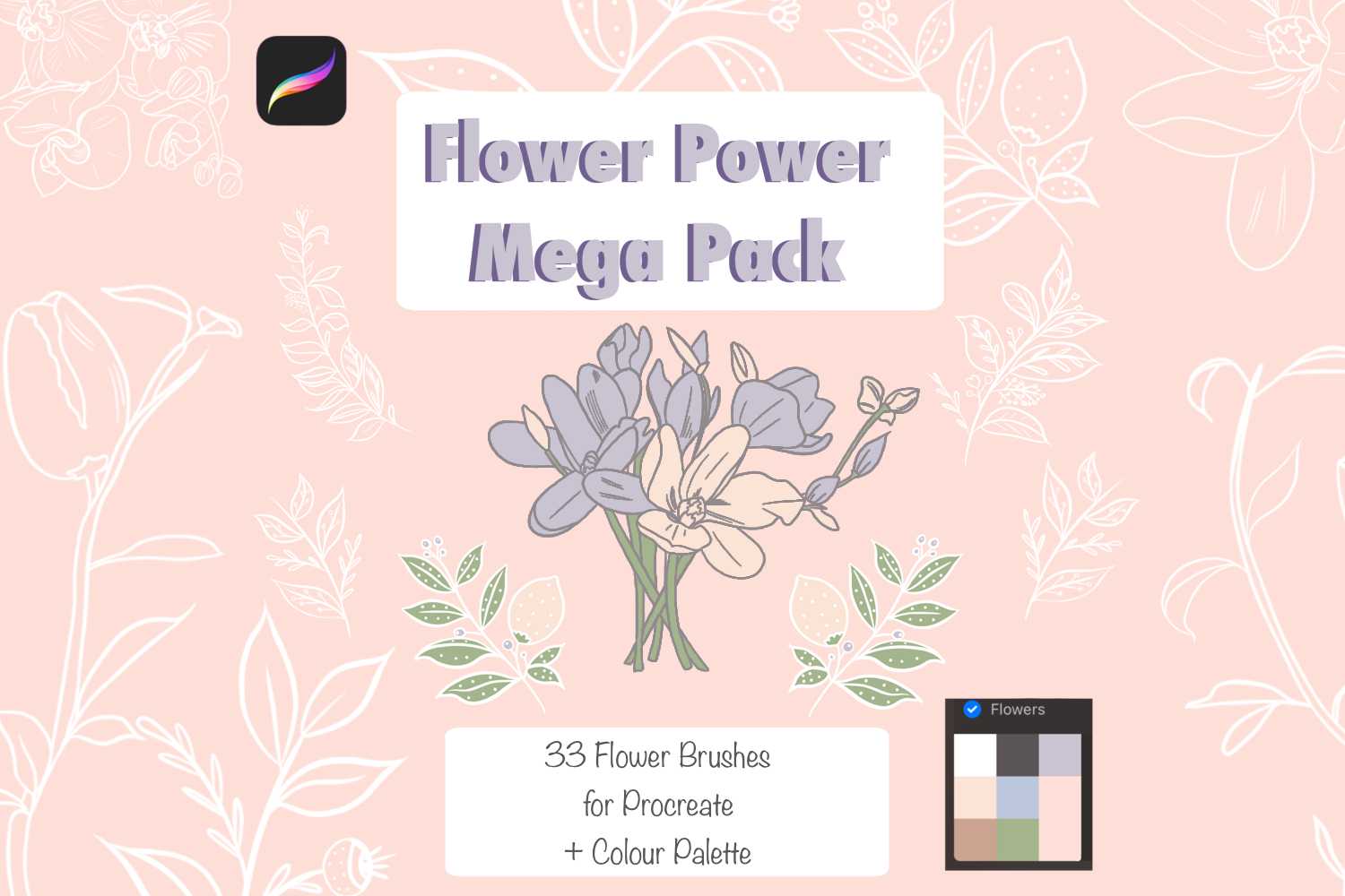 Floral Stamp Brushes for Procreate Graphic by Kovshina · Creative Fabrica