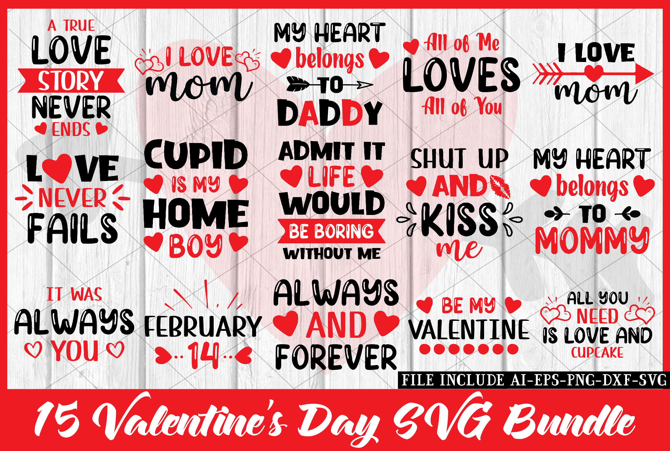 Valentine's Day SVG Bundle Graphic by crafthome · Creative Fabrica