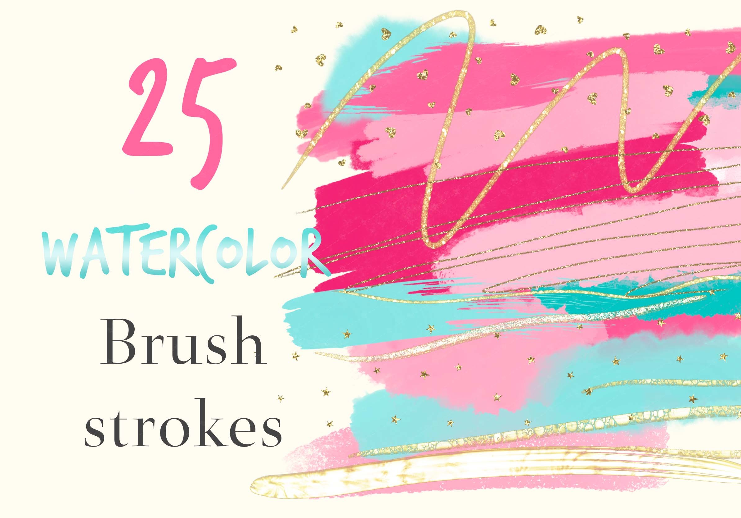 Watercolor Brush Strokes in Hot Pink