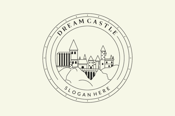 Magic Castle Line Art Logo Illustration