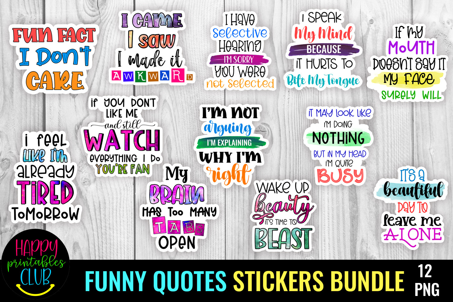 Funny Quotes Stickers Bundle I Sarcastic