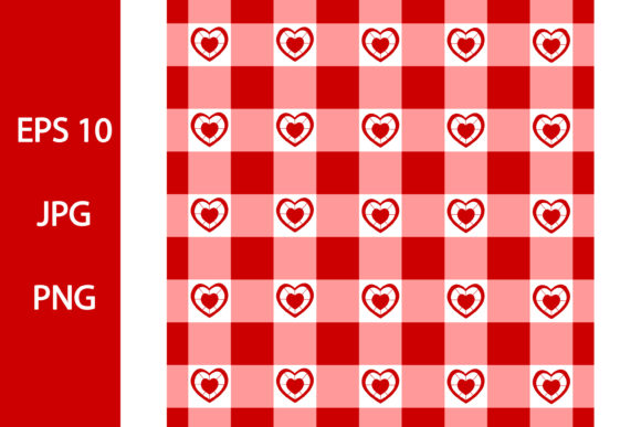 Gingham Checkered Pattern with Hearts