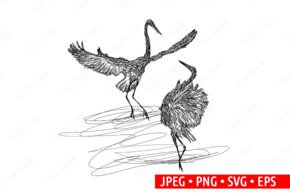 Heron Bird Abstract Illustration Drawing