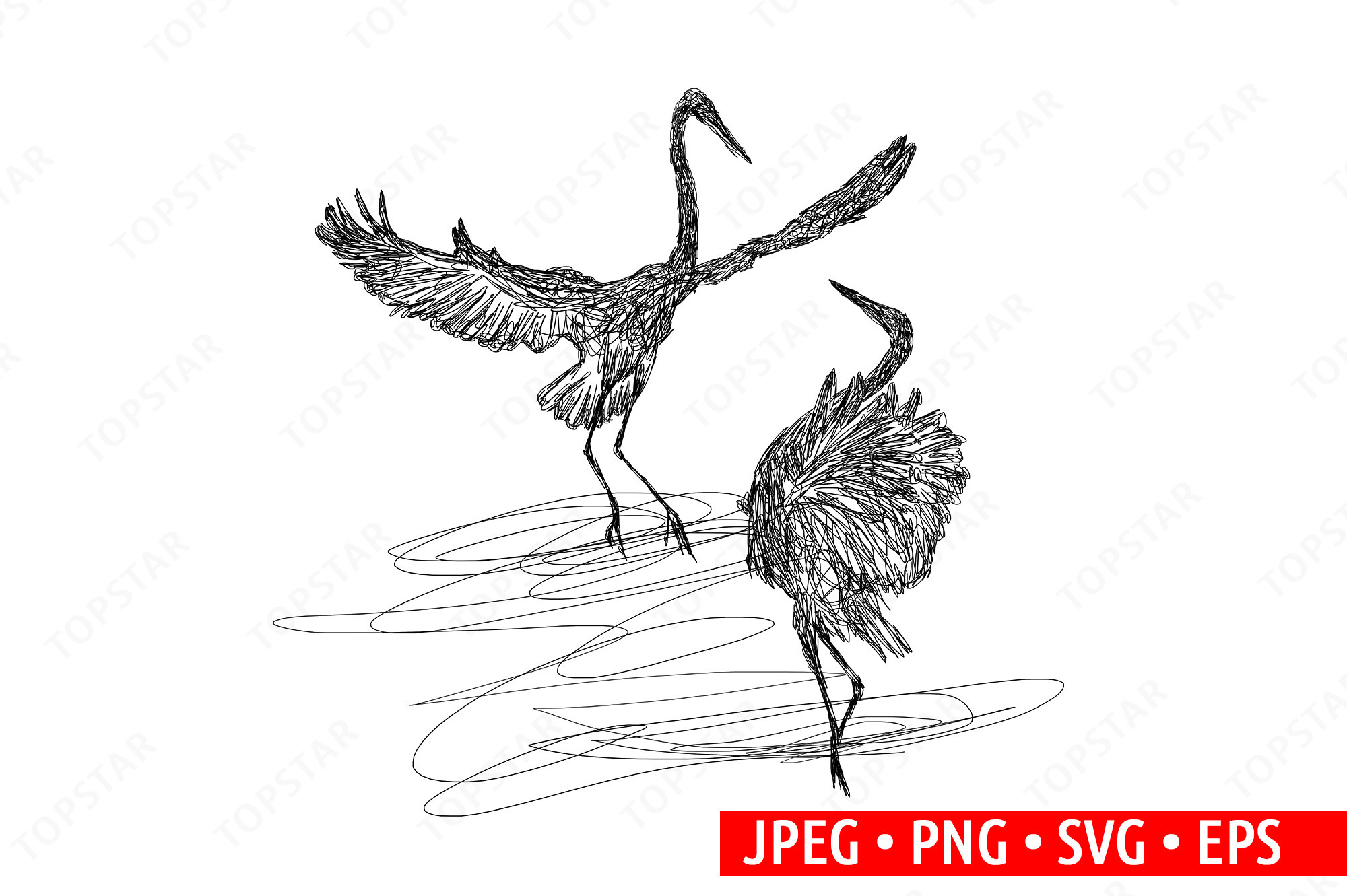 Heron Bird Abstract Illustration Drawing