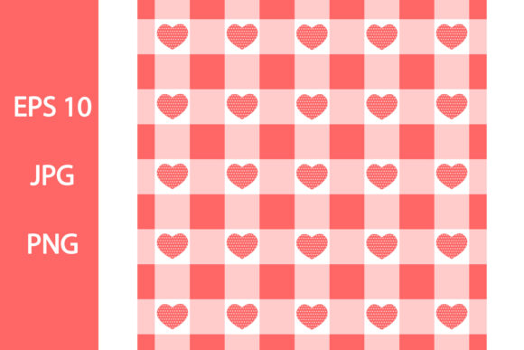 Vichy Checkered Pattern with Hearts