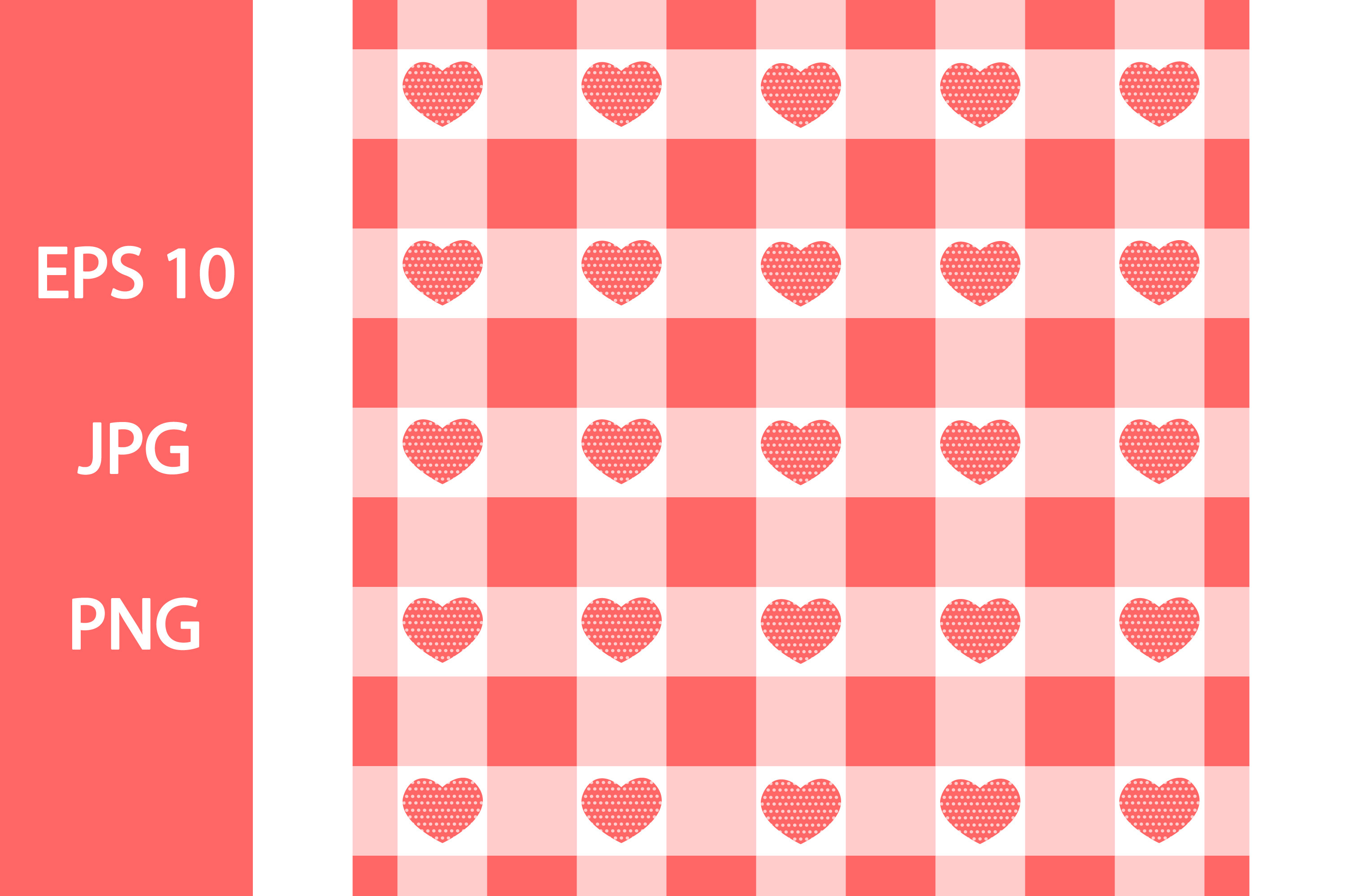 Vichy Checkered Pattern with Hearts