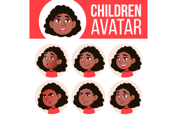Girl Avatar Set Kid Vector. Black. Afro Graphic by pikepicture ...