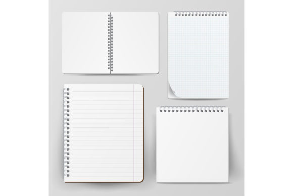 Notebook Set with Coil Spiral. Vector