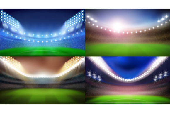 Sport Stadium with Lighting Lamps Set