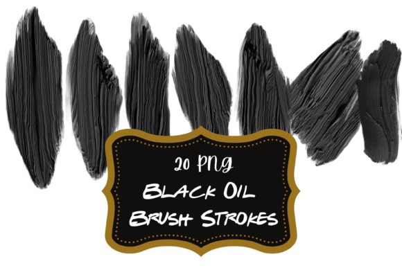Black Thick Oil Paint Stroke PNG Overlay