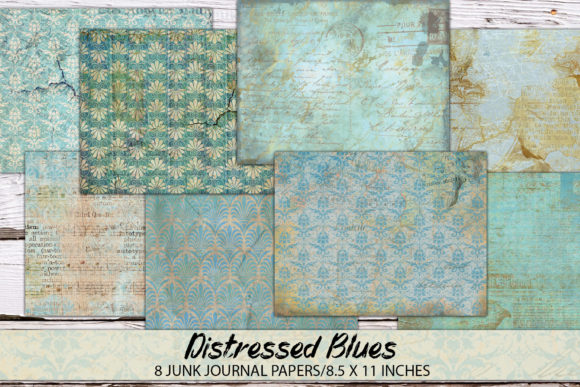 Distressed Blue Junk Journal Paper