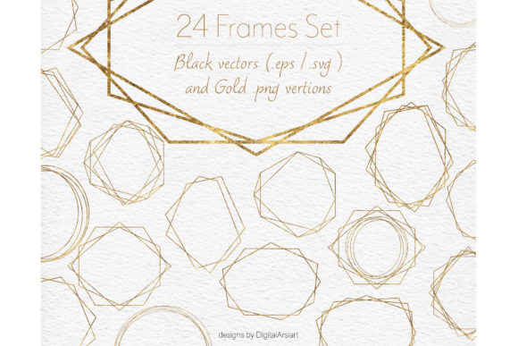 Gold Geometric Frames Svg Geometric Gold Graphic Icons By DigitalArsiart