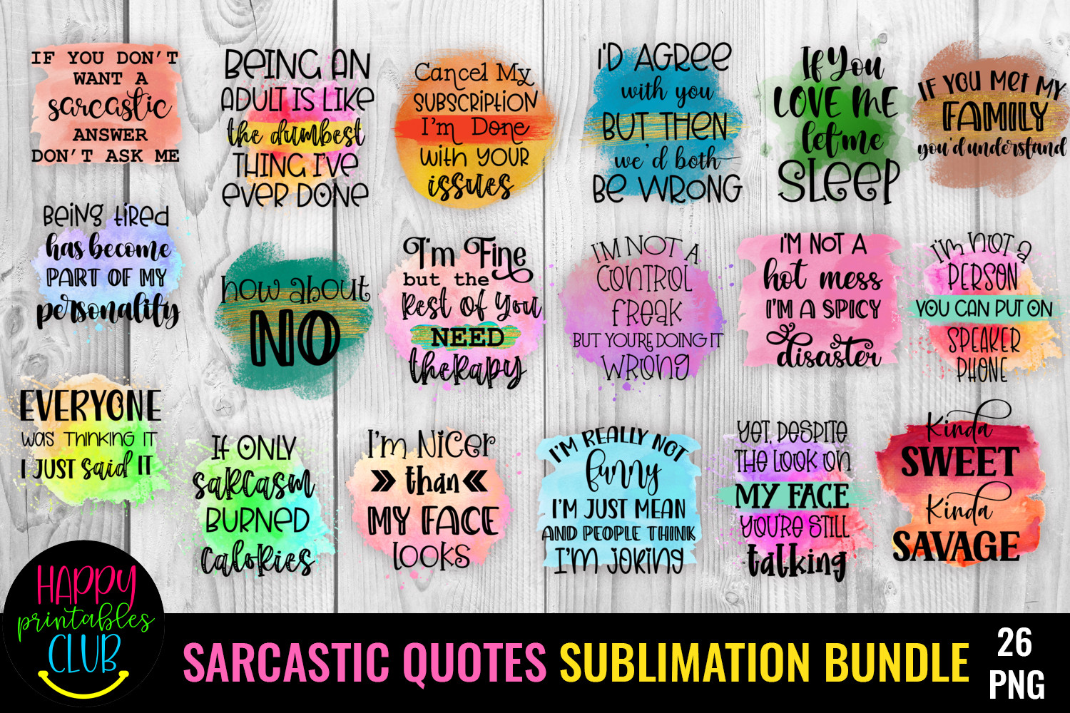 Sarcastic Quotes Sublimation Bundle