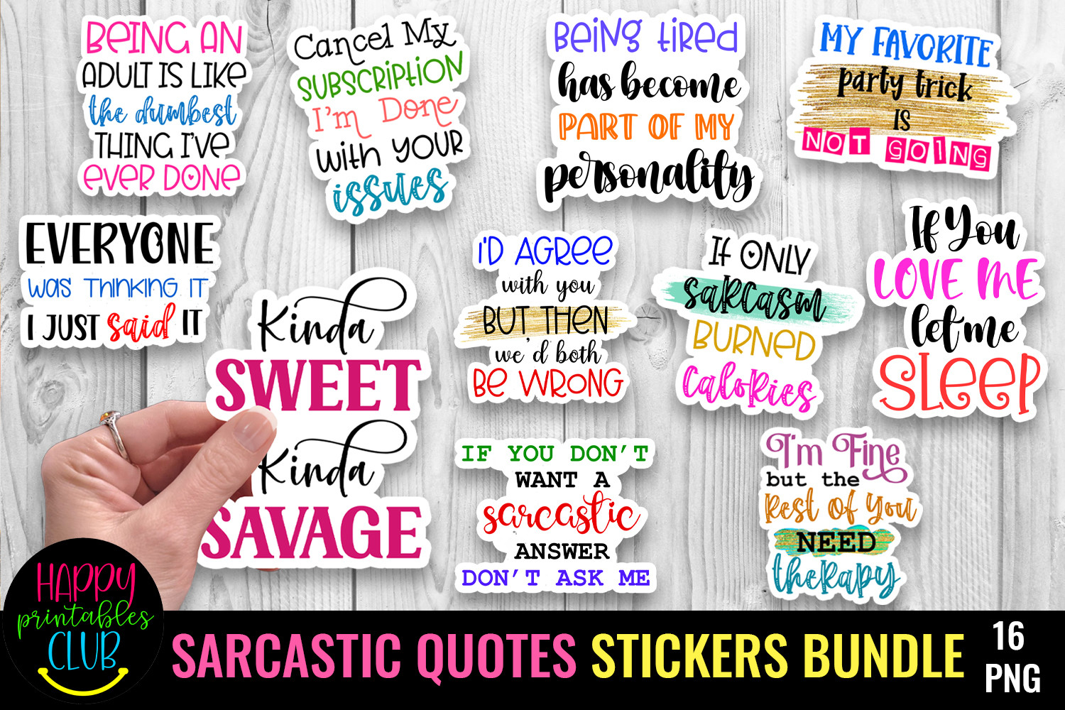 Sarcastic Quotes Stickers Bundle I Funny