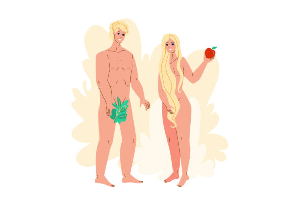 Adam and Eve Standing Together in