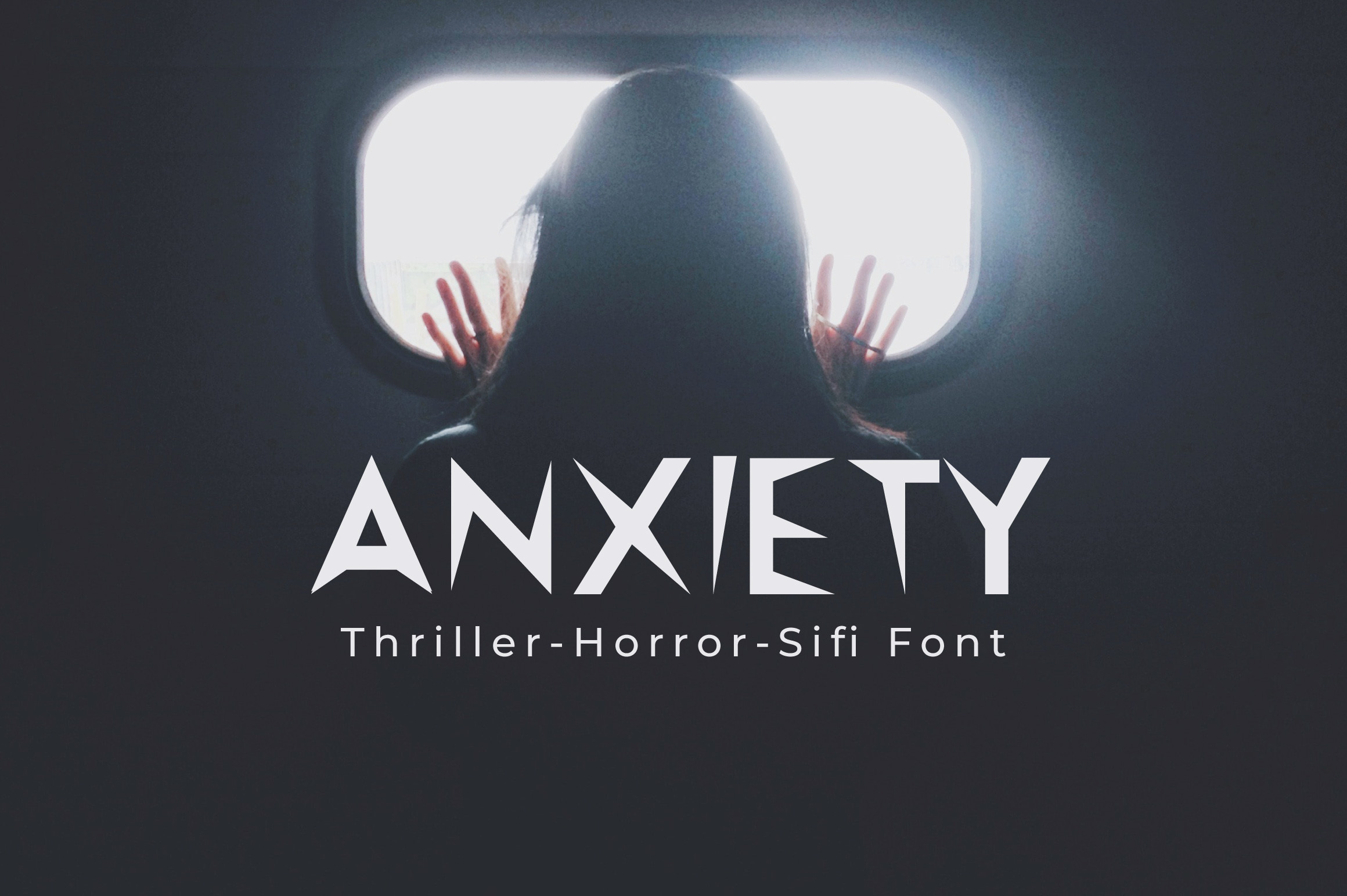 Anxiety Premium preview: horror display font with sci-fi style