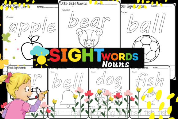 Color and Learn Sight Words Graphic PreK By MiaPrintus