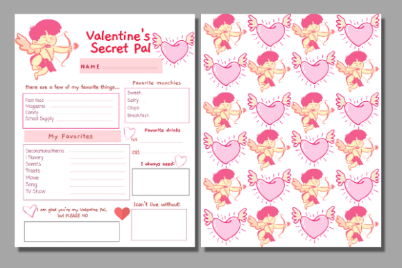 Valentines Day Secret Pal Questionnaire Graphics